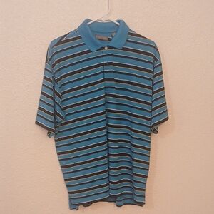 "Make Offer" Daniel Cremieux Blue and Black Polo Shirt with Stripes